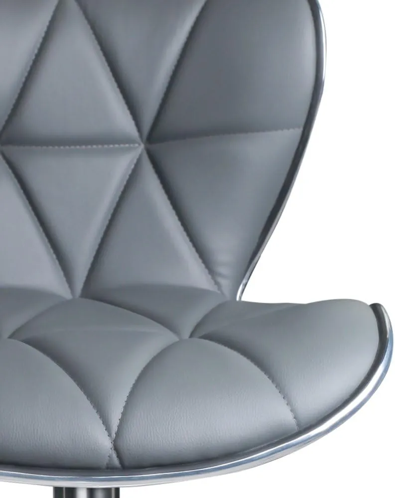 Leopard Shell Back Adjustable Swivel Bar Stools, PU Leather Padded with Back, Set of 2, Grey