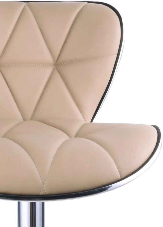 Leopard Shell Back Adjustable Swivel Bar Stools, PU Leather Padded with Back, Set of 2 (Khaki)