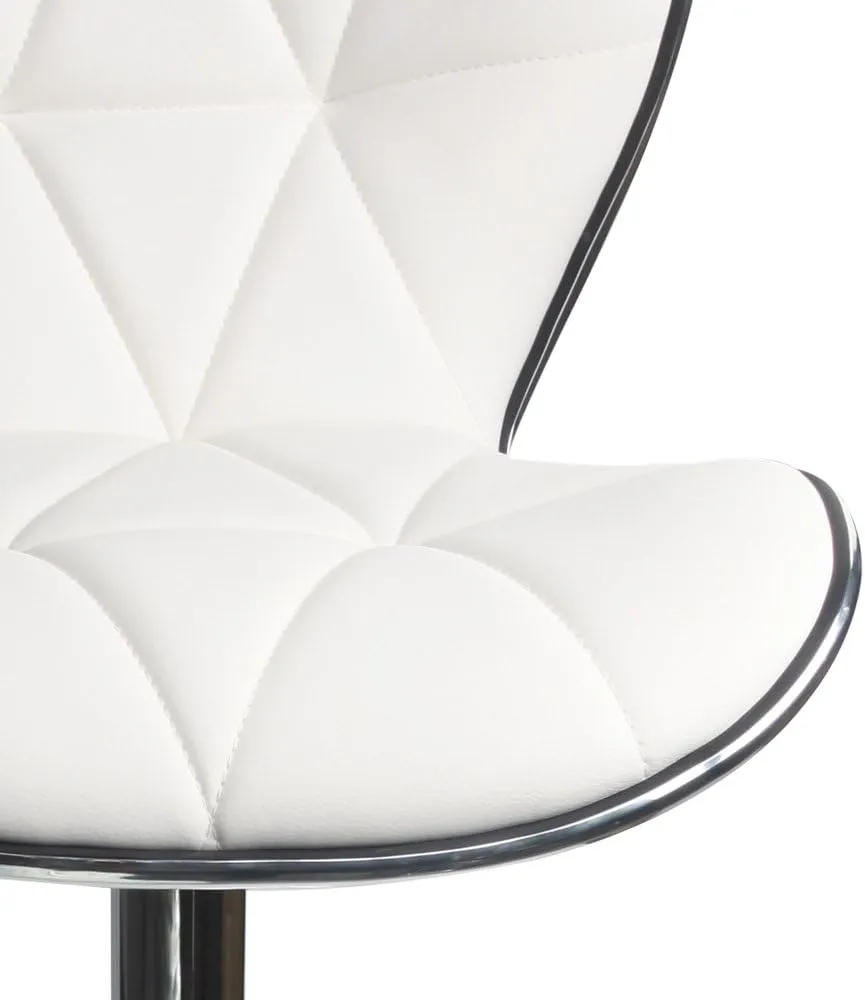 Leopard Shell Back Adjustable Swivel Bar Stools, PU Leather Padded with Back, Set of 2 (White)