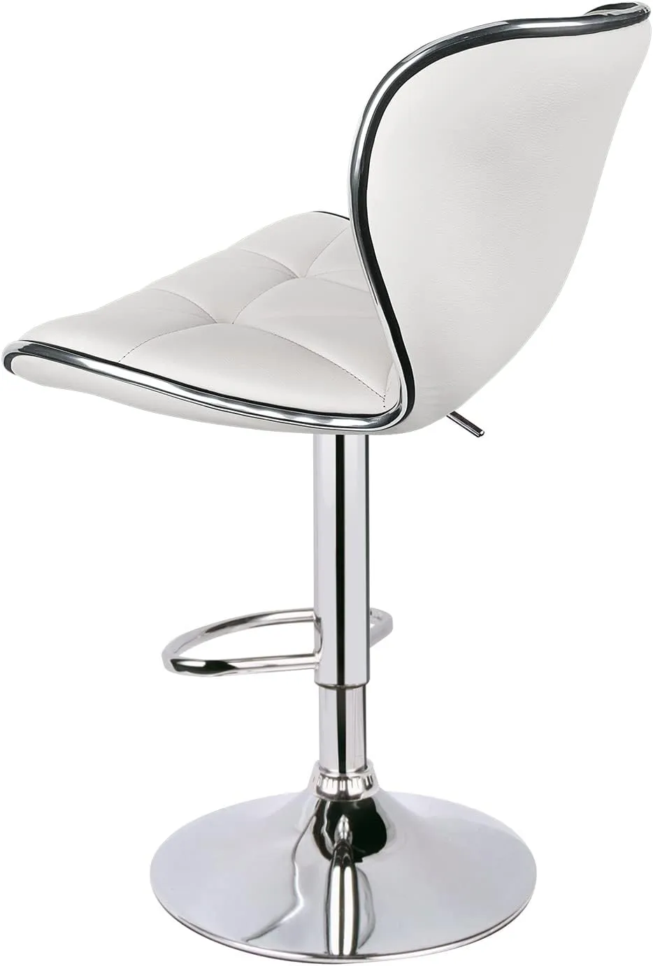 Leopard Shell Back Adjustable Swivel Bar Stools, PU Leather Padded with Back, Set of 2 (White)