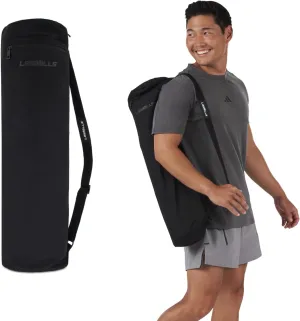 Les Mills™ Yoga Mat Bag, Black Cotton Canvas, Adjustable Shoulder Strap, Side Pocket