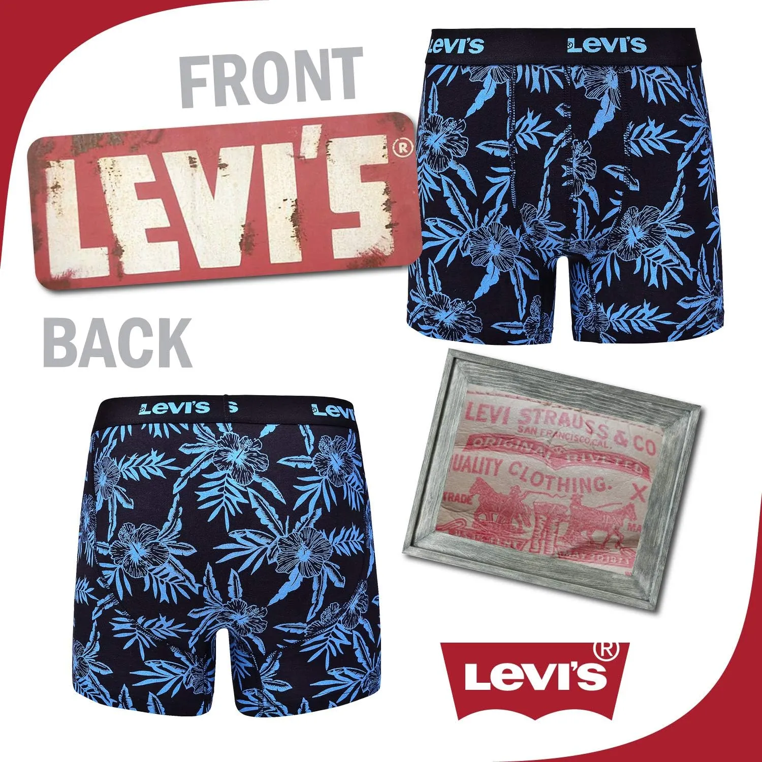 Levi's Mens Boxer Briefs Breathable Stretch Underwear 4 Pack