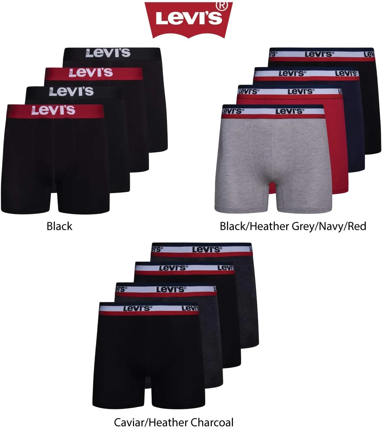 Levi's Mens Boxer Briefs Breathable Stretch Underwear 4 Pack
