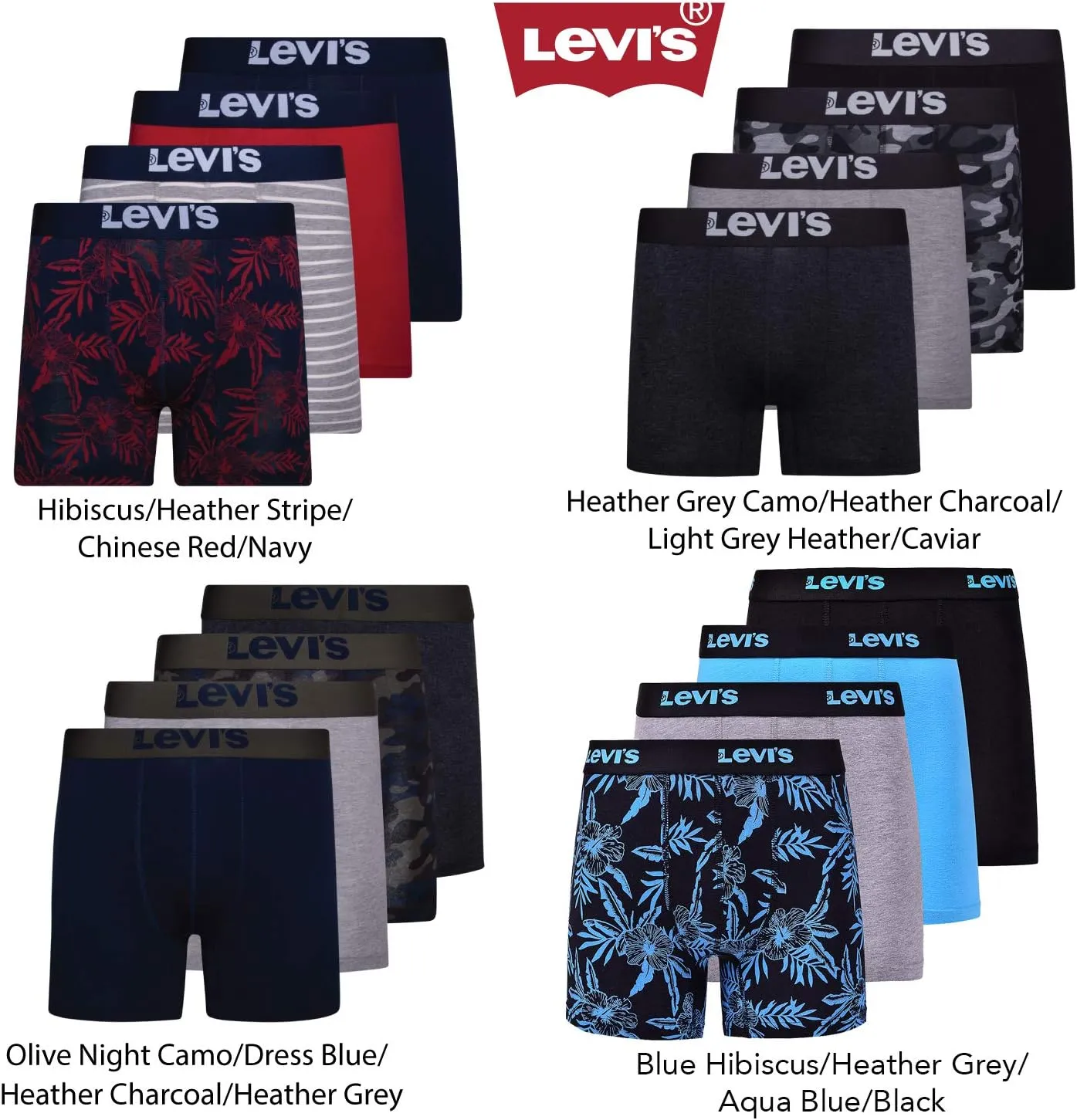 Levi's Mens Boxer Briefs Breathable Stretch Underwear 4 Pack