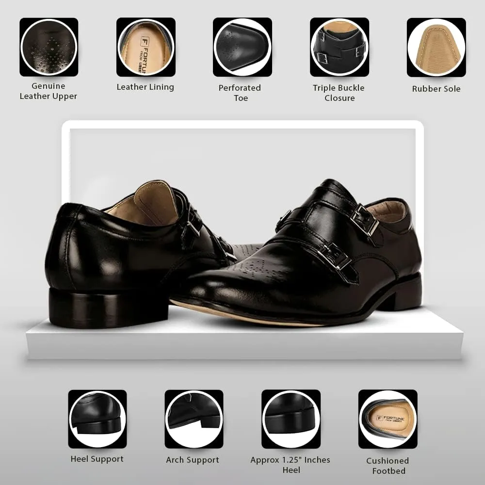 LIBERTYZENO Mens Animal Print Genuine Leather Adults Wingtip Monkstrap & Lace Up Dress Shoes for Easter Gift