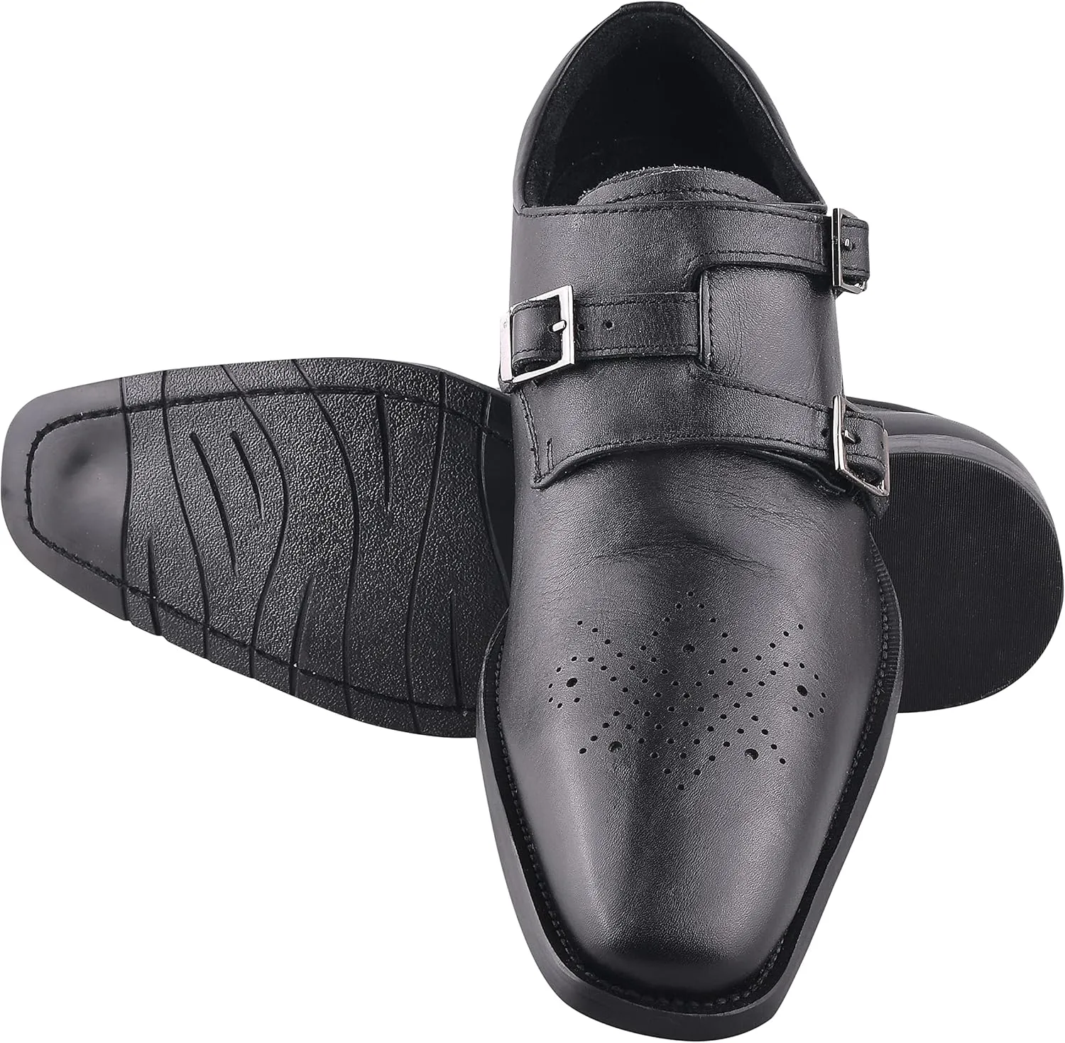 LIBERTYZENO Mens Animal Print Genuine Leather Adults Wingtip Monkstrap & Lace Up Dress Shoes for Easter Gift