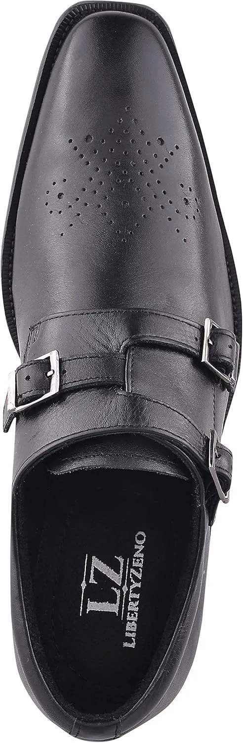 LIBERTYZENO Mens Animal Print Genuine Leather Adults Wingtip Monkstrap & Lace Up Dress Shoes for Easter Gift