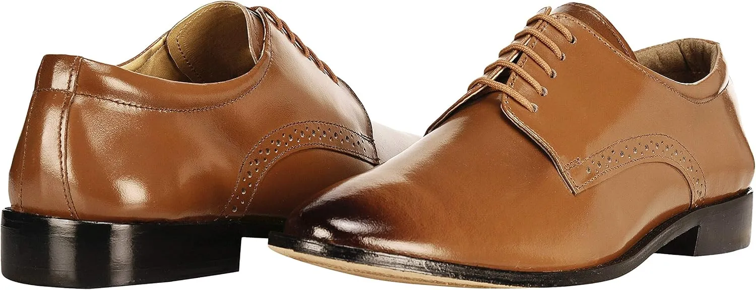 LIBERTYZENO Mens Animal Print Genuine Leather Adults Wingtip Monkstrap & Lace Up Dress Shoes for Easter Gift