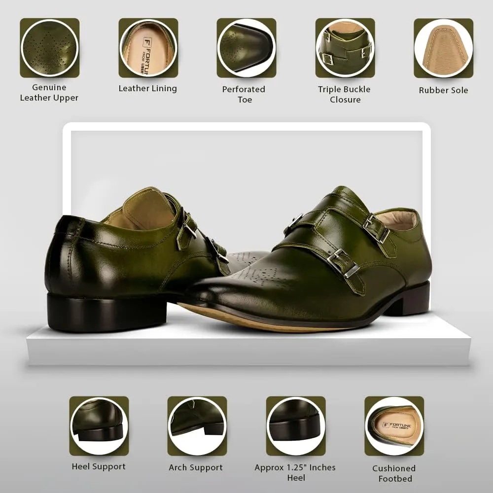 LIBERTYZENO Mens Animal Print Genuine Leather Adults Wingtip Monkstrap & Lace Up Dress Shoes for Prom Graduation