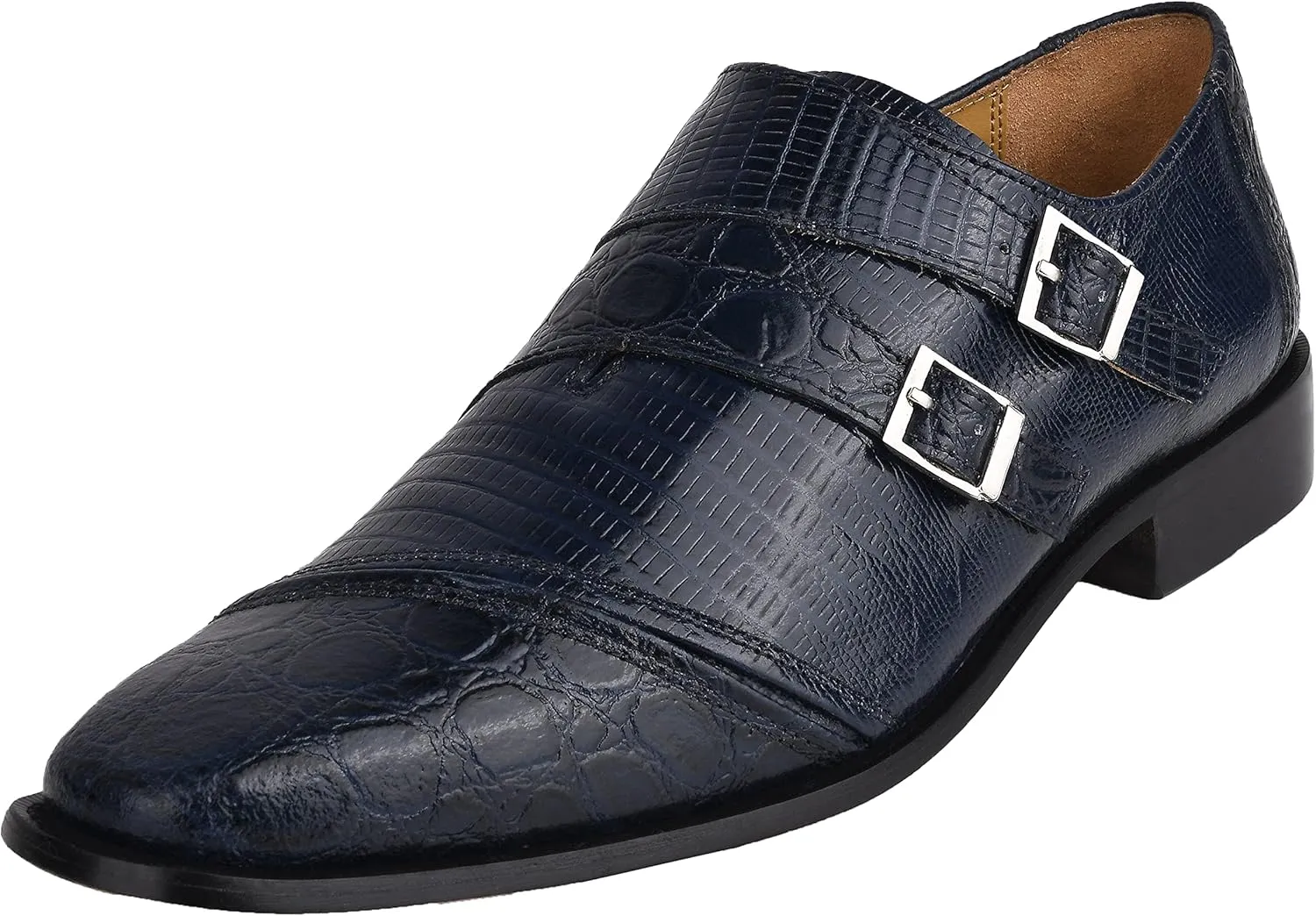 LIBERTYZENO Mens Animal Print Genuine Leather Adults Wingtip Monkstrap & Lace Up Dress Shoes for Prom Graduation