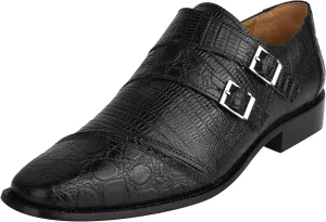 LIBERTYZENO Mens Animal Print Genuine Leather Adults Wingtip Monkstrap & Lace Up Dress Shoes for Prom Graduation
