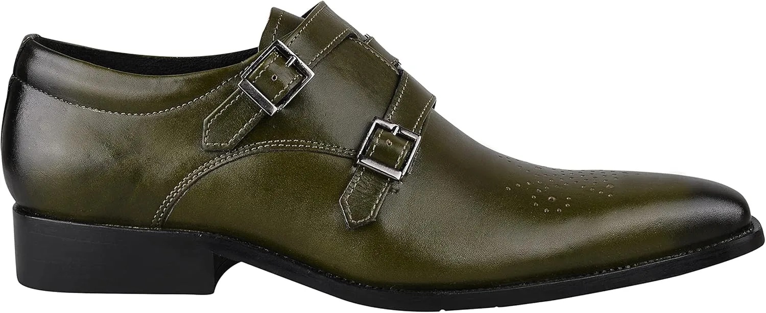 LIBERTYZENO Mens Animal Print Genuine Leather Adults Wingtip Monkstrap & Lace Up Dress Shoes for Prom Graduation