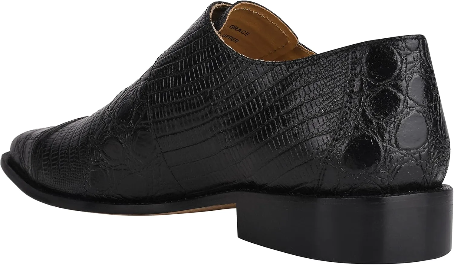 LIBERTYZENO Mens Animal Print Genuine Leather Adults Wingtip Monkstrap & Lace Up Dress Shoes for Prom Graduation