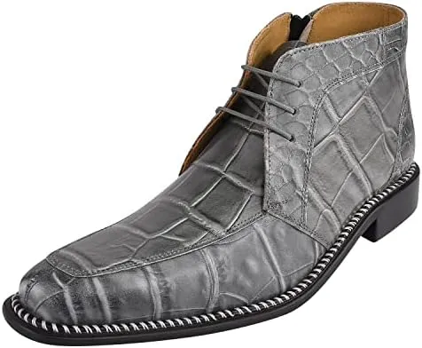 LIBERTYZENO Mens Crocodile Print Leather Adults High Ankle Lace Up Dress Shoes for Easter Gift