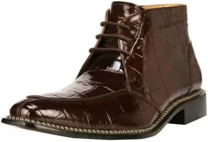 LIBERTYZENO Mens Crocodile Print Leather Adults High Ankle Lace Up Dress Shoes for Easter Gift