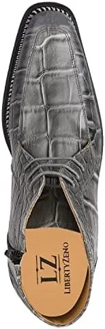 LIBERTYZENO Mens Crocodile Print Leather Adults High Ankle Lace Up Dress Shoes for Easter Gift