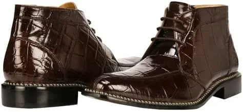 LIBERTYZENO Mens Crocodile Print Leather Adults High Ankle Lace Up Dress Shoes for Easter Gift