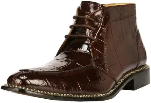 LIBERTYZENO Mens Crocodile Print Leather Adults High Ankle Lace Up Dress Shoes for Easter Gift