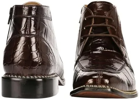 LIBERTYZENO Mens Crocodile Print Leather Adults High Ankle Lace Up Dress Shoes for Easter Gift