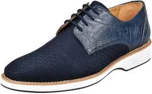 LIBERTYZENO Mens Textile and Lizard Print Genuine Leather Lace Up Casual and Party Dress Shoes for Easter Gift