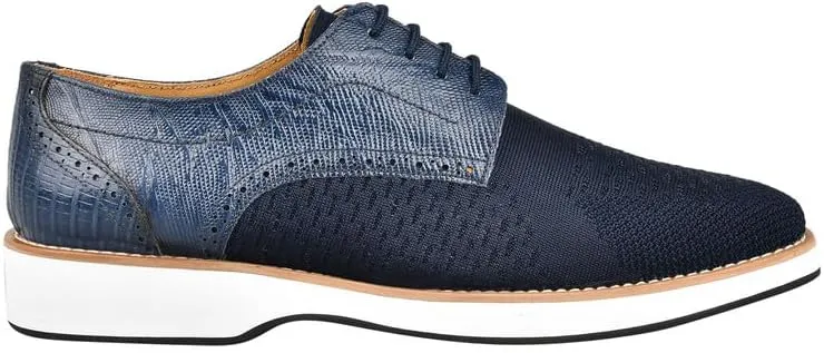 LIBERTYZENO Mens Textile and Lizard Print Genuine Leather Lace Up Casual and Party Dress Shoes for Easter Gift