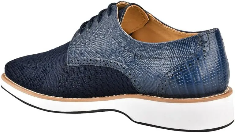 LIBERTYZENO Mens Textile and Lizard Print Genuine Leather Lace Up Casual and Party Dress Shoes for Easter Gift