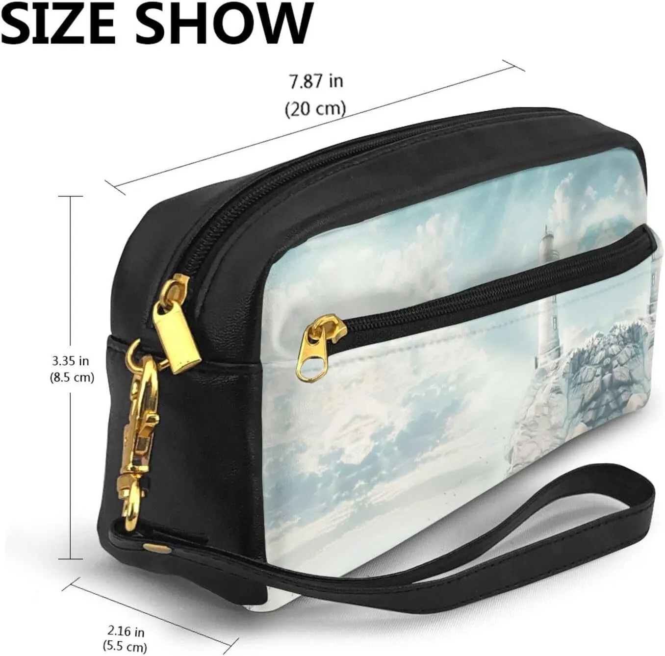 Lighthouse Backdrop Print Portable Makeup Bag,Travel-Friendly Design,Versatile Mini Makeup Pouchtion