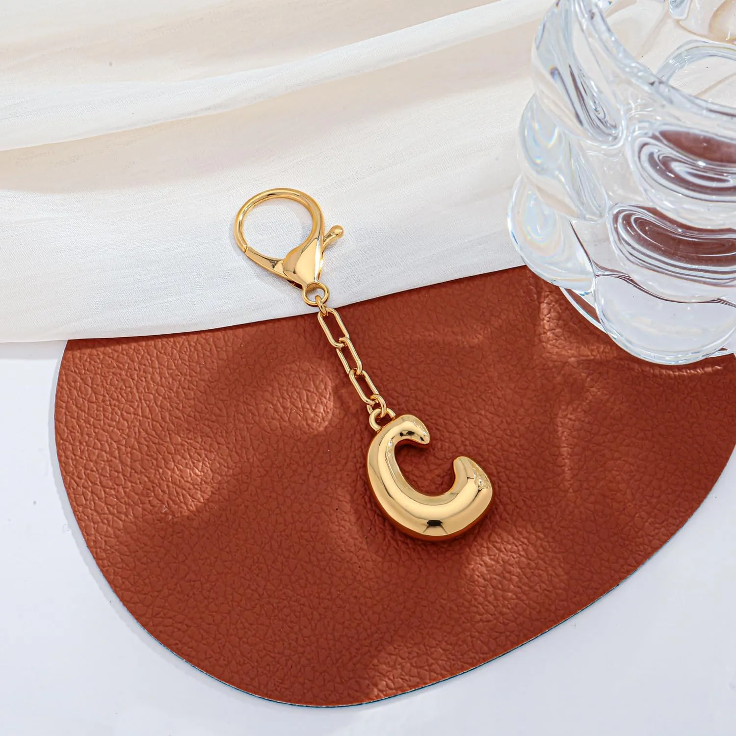 LILIE&WHITE Gold Bubble Initial Keychain For Women Handbag Charms Fashion Alphabet Keychain Accessories Gift