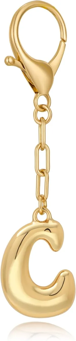LILIE&WHITE Gold Bubble Initial Keychain For Women Handbag Charms Fashion Alphabet Keychain Accessories Gift