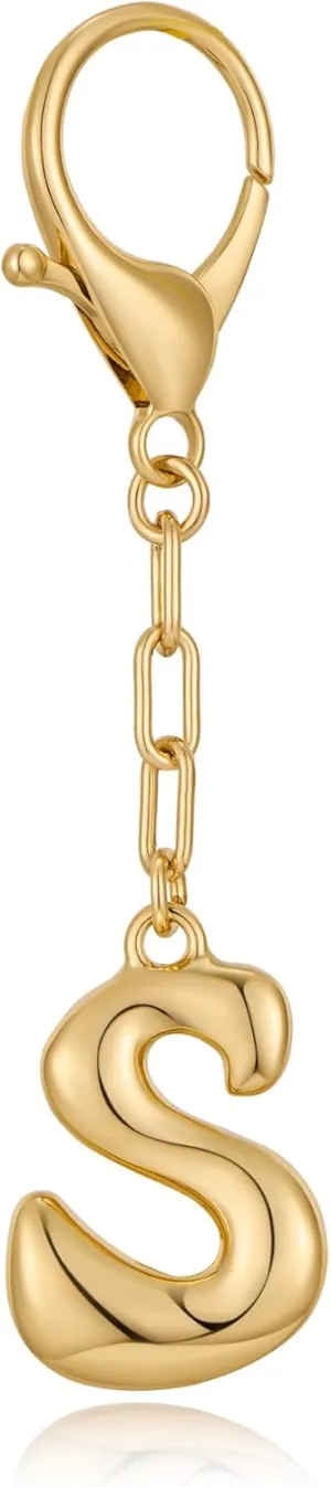 LILIE&WHITE Gold Bubble Initial Keychain For Women Handbag Charms Fashion Alphabet Keychain Accessories Gift