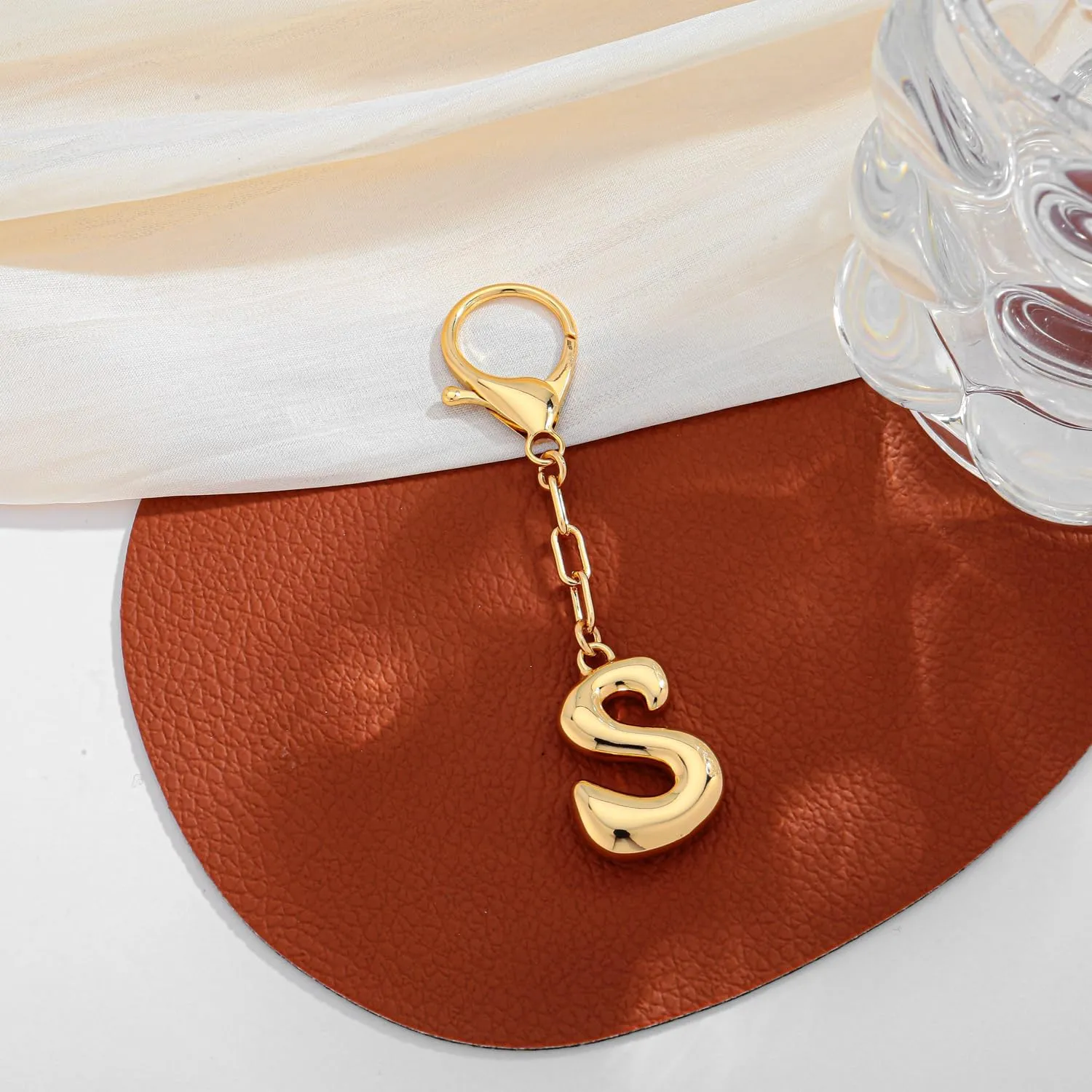 LILIE&WHITE Gold Bubble Initial Keychain For Women Handbag Charms Fashion Alphabet Keychain Accessories Gift