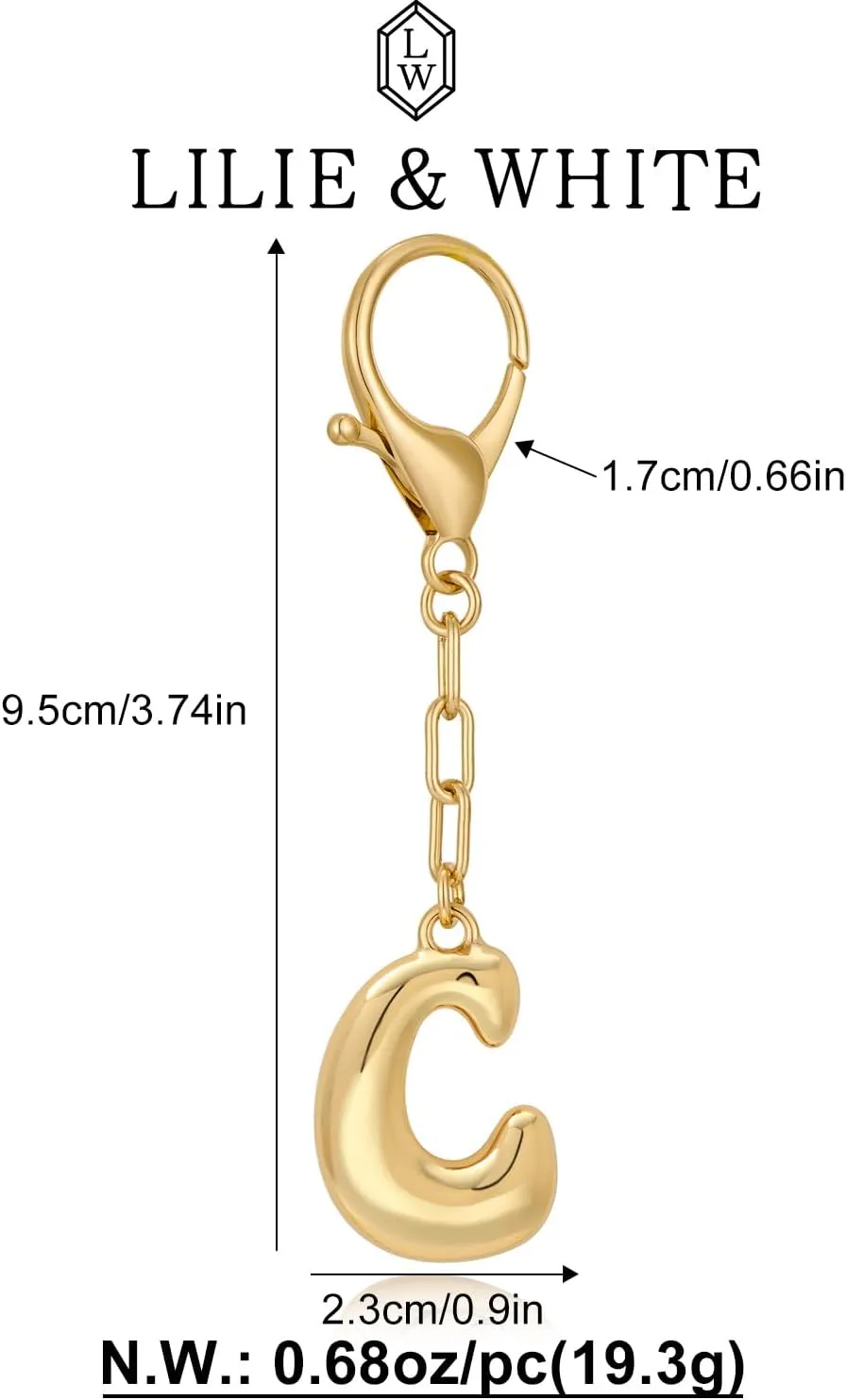 LILIE&WHITE Gold Bubble Initial Keychain For Women Handbag Charms Fashion Alphabet Keychain Accessories Gift