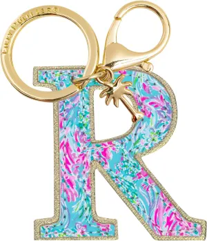 Lilly Pulitzer Leatherette Initial Keychain, Letter Bag Charm for Women