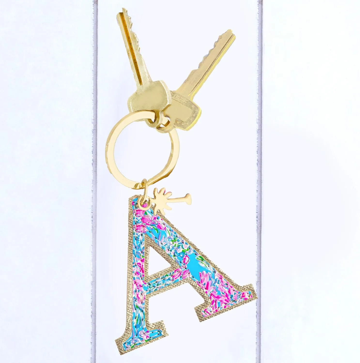 Lilly Pulitzer Leatherette Initial Keychain, Letter Bag Charm for Women