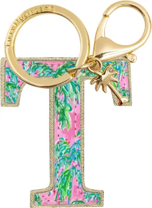 Lilly Pulitzer Leatherette Initial Keychain, Letter Bag Charm for Women