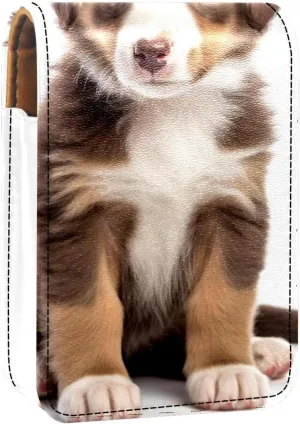 Lipstick Case,Leather Lip Gloss Lipstick Organizer with Mirror,Mini Lipstick Holder Bag,Australian Shepherd Dog