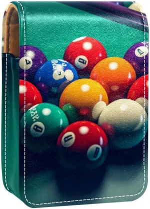 Lipstick Case,Leather Lip Gloss Lipstick Organizer with Mirror,Mini Lipstick Holder Bag,Billiards