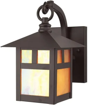Livex Lighting 2130-07 Montclair Mission 1 Light Outdoor Bronze Finish Solid Brass Wall Lantern with Iridescent Tiffany Glass, 16" x 25" x 30"