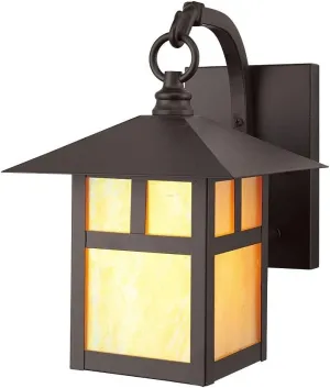 Livex Lighting 2131-07 Montclair Mission 1 Light Outdoor Bronze Finish Solid Brass Wall Lantern with Iridescent Tiffany Glass, 17" x 9" x 17"