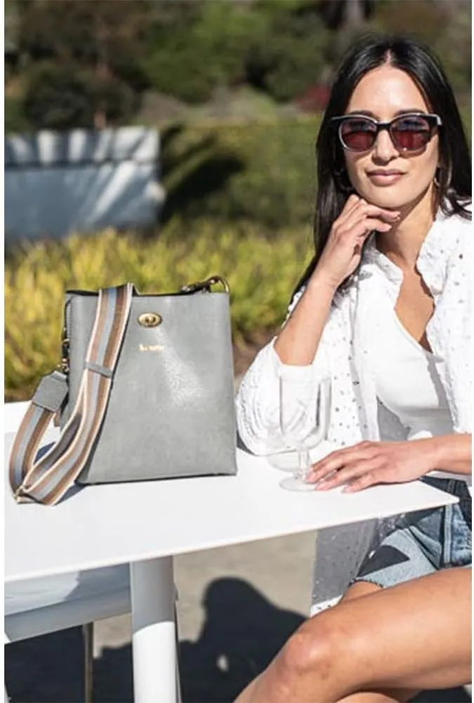Liz Soto Lola Bucket Bag - Bucket Purse in Vegan Leather and Interchangeable Handles, Crossbody, Compartments, Inner Pocket