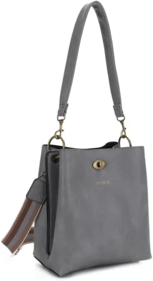 Liz Soto Lola Bucket Bag - Bucket Purse in Vegan Leather and Interchangeable Handles, Crossbody, Compartments, Inner Pocket