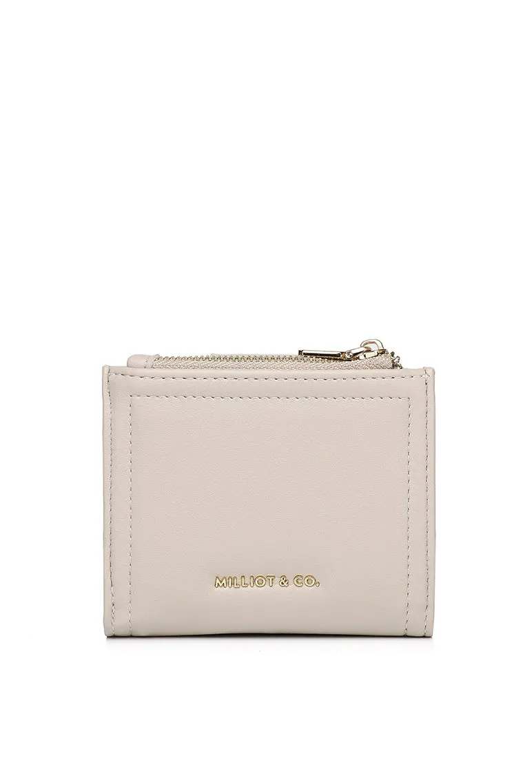 Lizzy Turn-Lock Top Zip Mini Wallet (Bone)