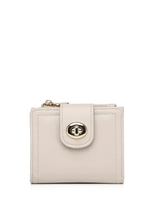 Lizzy Turn-Lock Top Zip Mini Wallet (Bone)