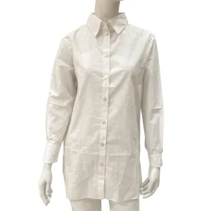 Logo & Star Print Pearl Button 34 White Shirt in Cotton