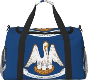 Louisiana State Flag print Large Canvas Travel Duffel Bag Weekender Bags for Women Overnight Bag Carry On Tote Bag