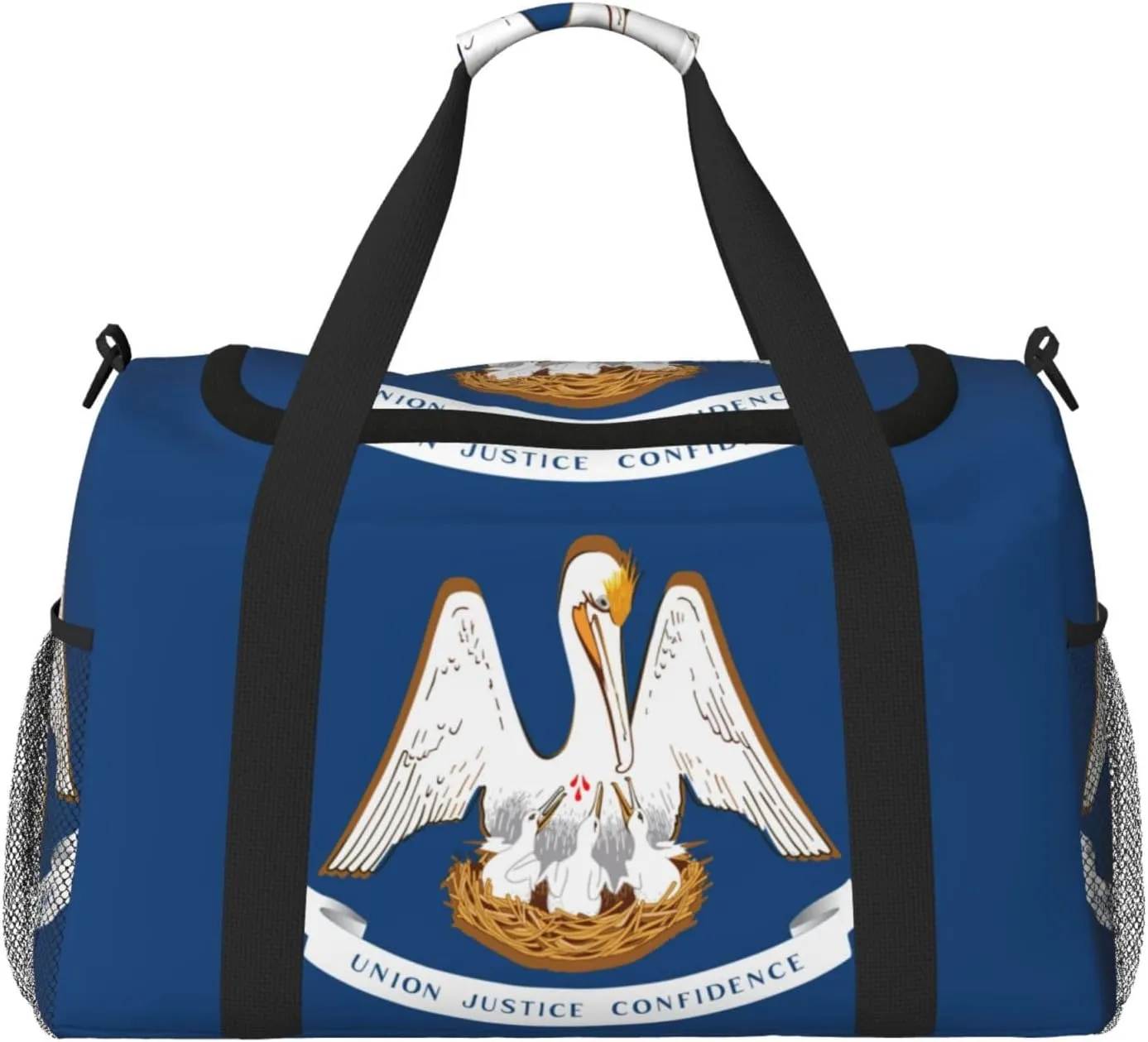 Louisiana State Flag print Large Canvas Travel Duffel Bag Weekender Bags for Women Overnight Bag Carry On Tote Bag