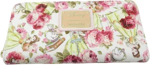 Loungefly Disney Beauty & The Beast Belle Mrs. Potts Pink Peony Floral Wallet