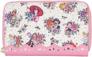 Loungefly Disney Princess Tattoo Faux Leather Zip Around Wallet