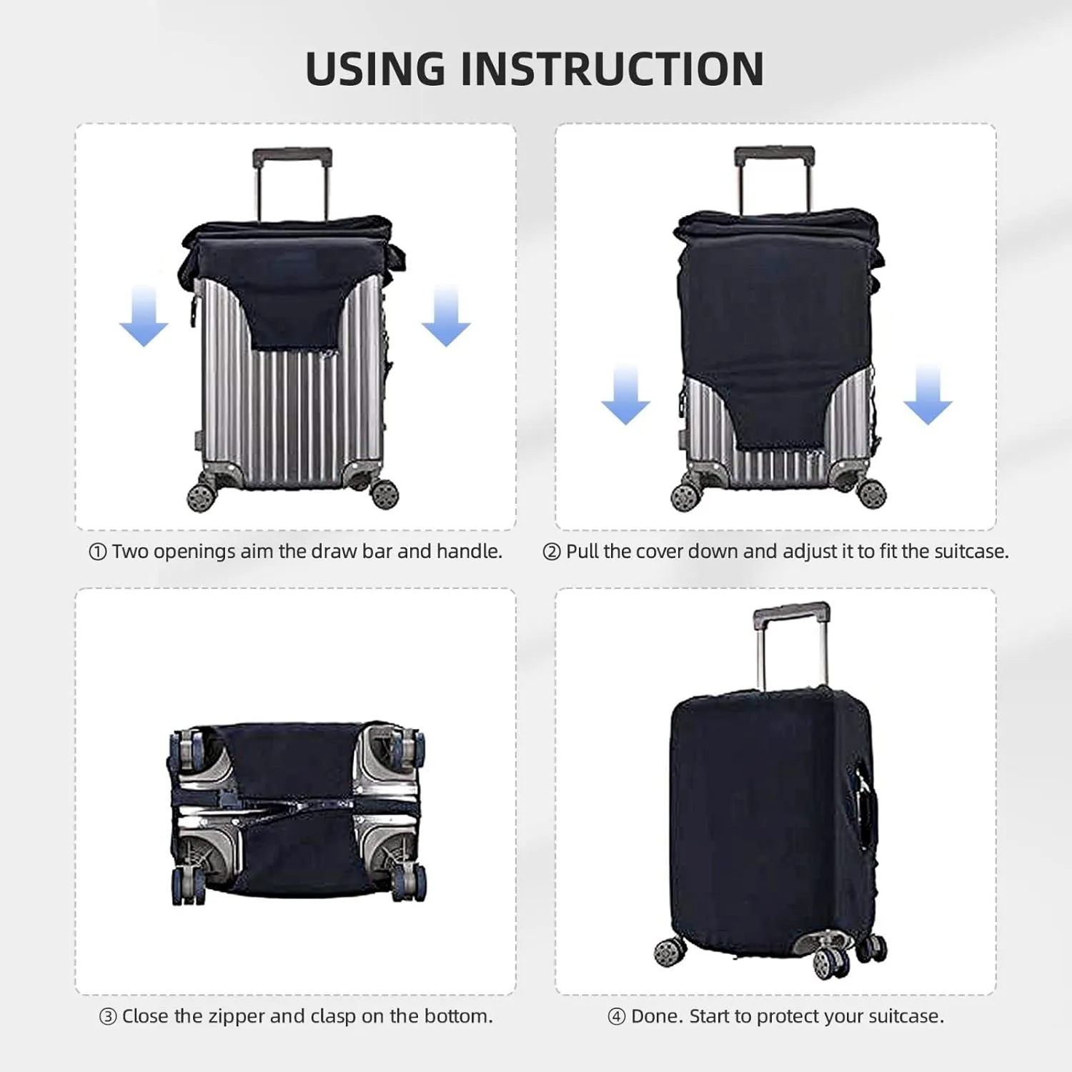 Luggage Covers with Photo Text Name Logo Double Sided Different Design Travel Suitcase Case Protector for 18-32 Inch Suitcase
