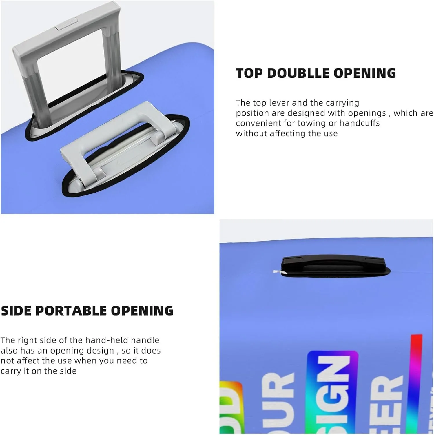 Luggage Covers with Photo Text Name Logo Double Sided Different Design Travel Suitcase Case Protector for 18-32 Inch Suitcase